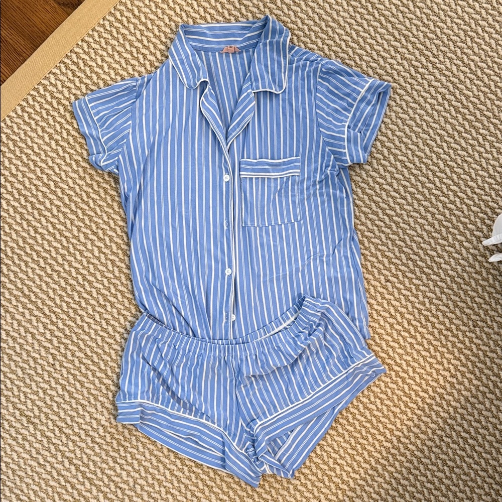 Eberjey Blue Striped Pajama Set